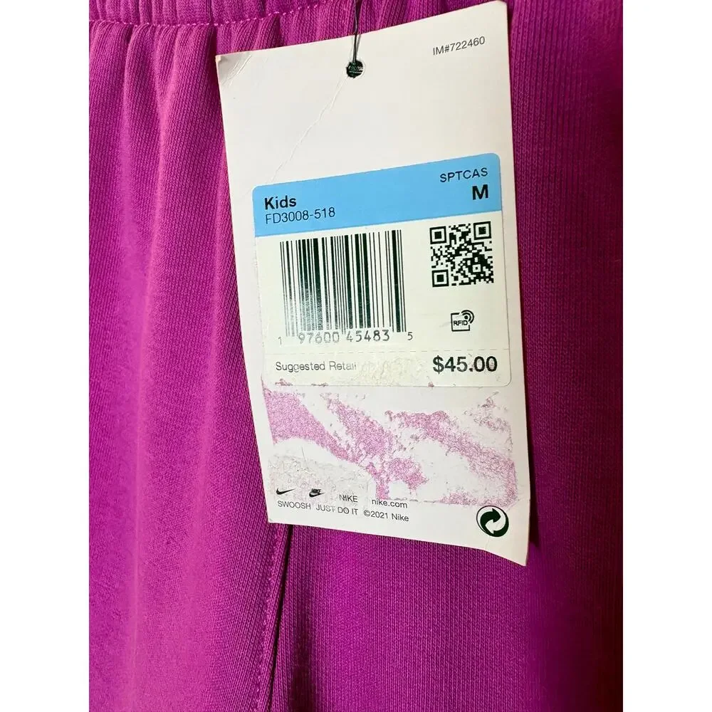 NWT - Nike - Girls Fleece Joggers - Hot Fuchsia - Size Med.
